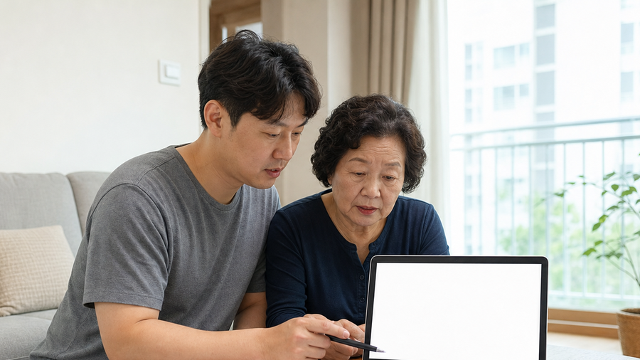 에너지바우처 신청 조건을 확인하는 한국 가정