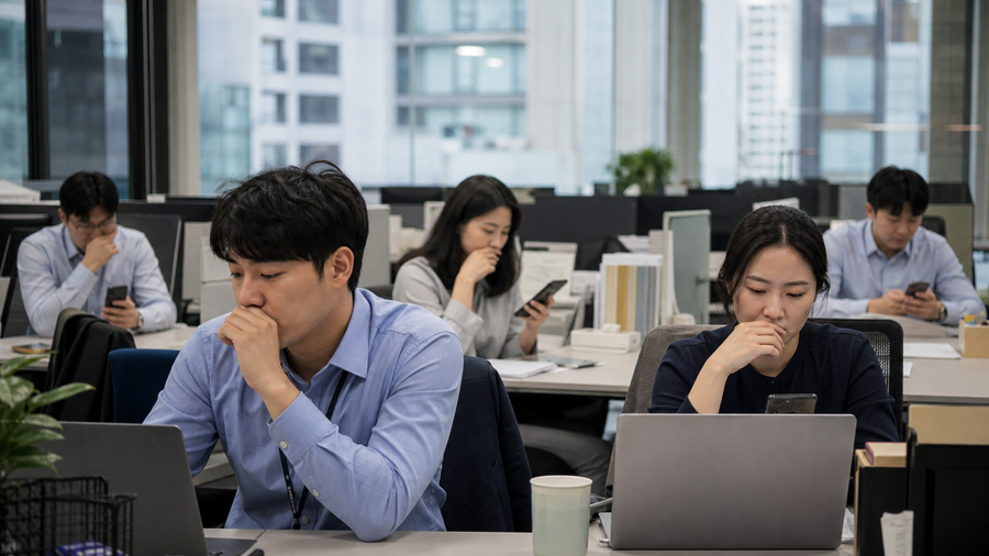한성숙 총리 후보자 지명을 확인하는 직장인