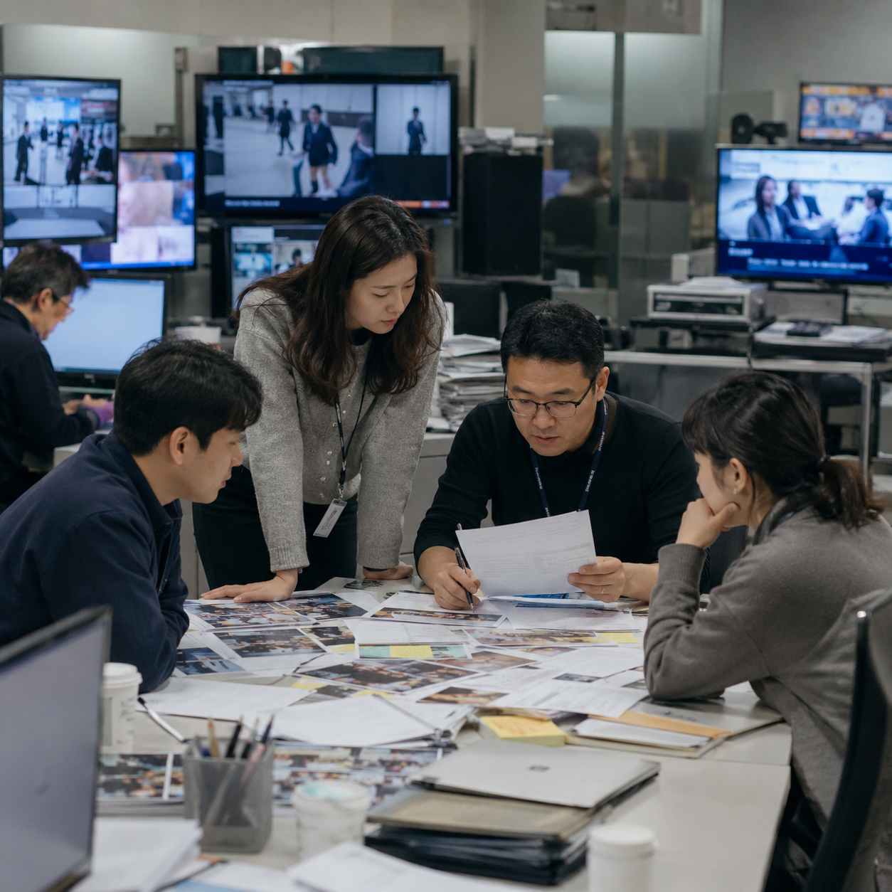 PD수첩 제작진 인터뷰 자료 검토 장면