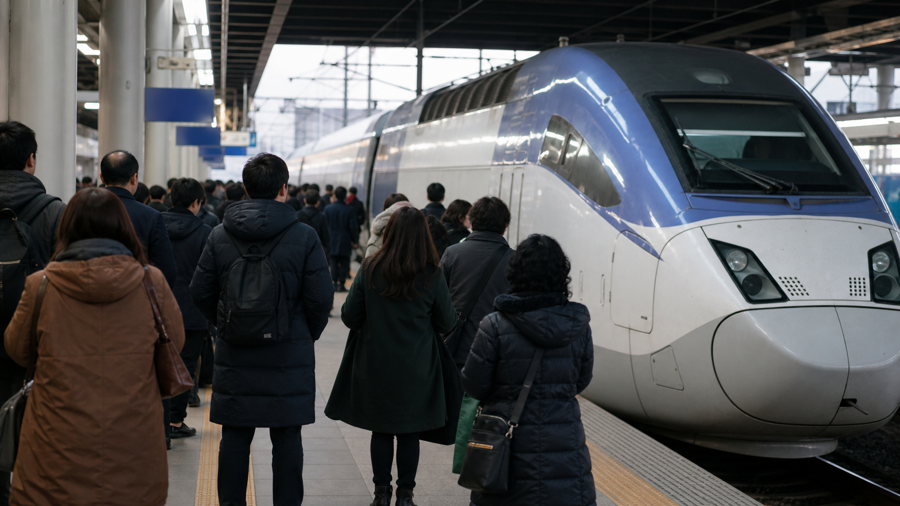 서울권 KTX 고속전용선 이슈를 보여주는 역 승강장