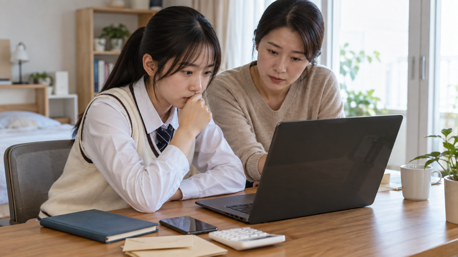 수시 원서접수 마감 전 접수 완료를 확인하는 모습